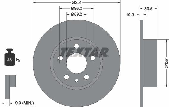 Textar 92046900 - Discofreno autozon.pro