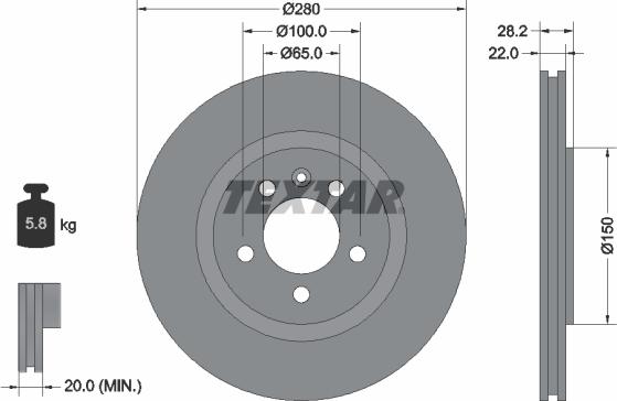 Textar 92057100 - Discofreno autozon.pro