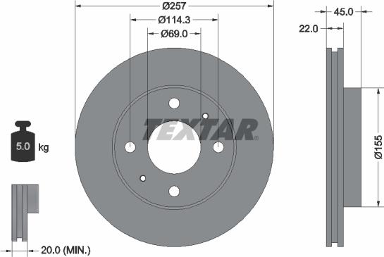 Textar 92062800 - Discofreno autozon.pro