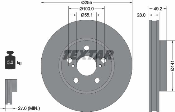 Textar 92077500 - Discofreno autozon.pro