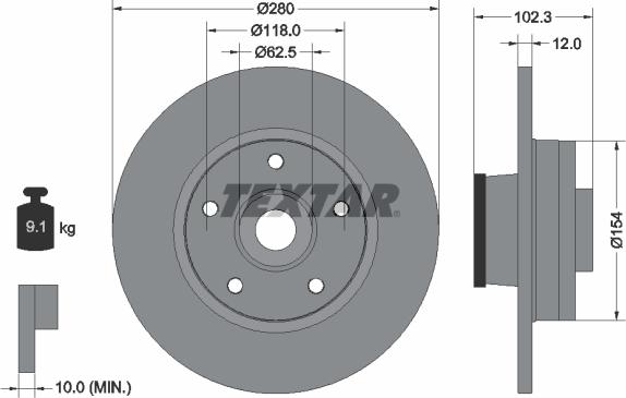 Textar 92153700 - Discofreno autozon.pro