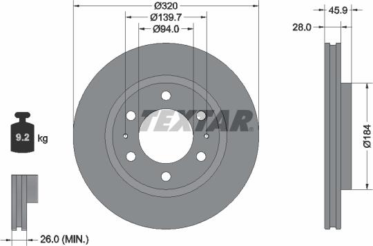 Textar 92353203 - Discofreno autozon.pro