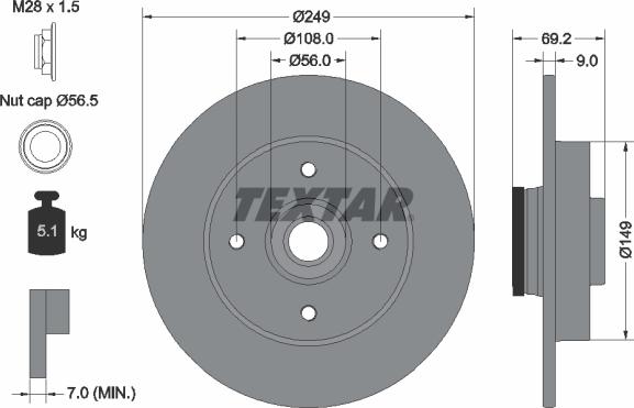 Textar 92202100 - Discofreno autozon.pro