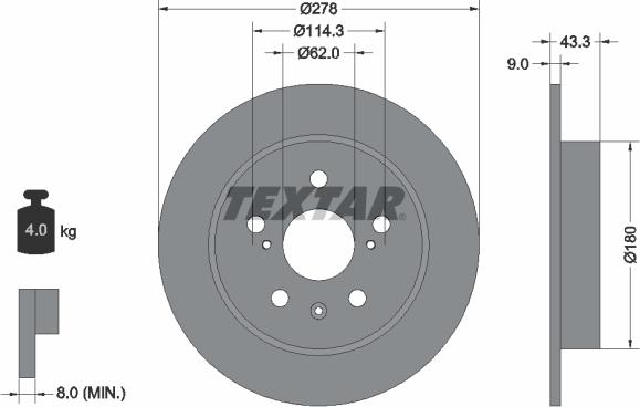 Textar 92225303 - Discofreno autozon.pro