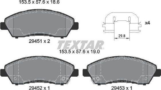 Textar 2945101 - Kit pastiglie freno, Freno a disco autozon.pro