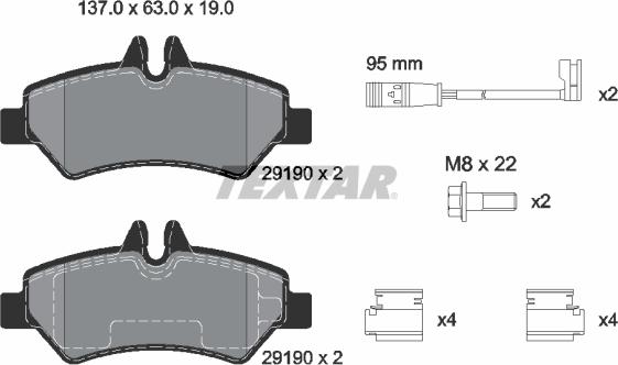 Textar 2919001 - Kit pastiglie freno, Freno a disco autozon.pro