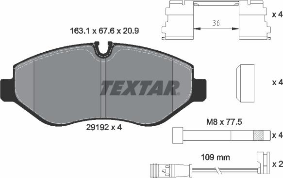 Textar 2919202 - Kit pastiglie freno, Freno a disco autozon.pro