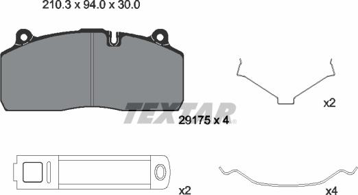 Textar 2917501 - Kit pastiglie freno, Freno a disco autozon.pro