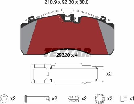 Textar 2932001 - Kit pastiglie freno, Freno a disco autozon.pro