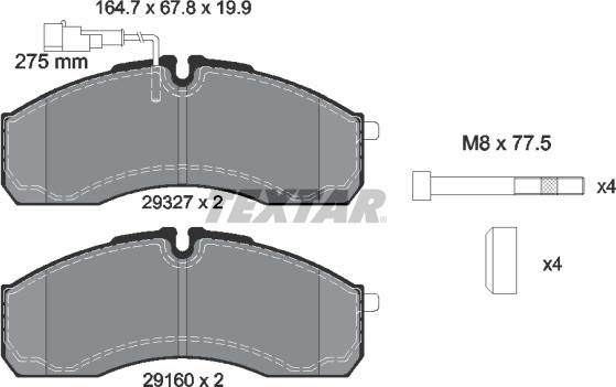 Textar 2932701 - Kit pastiglie freno, Freno a disco autozon.pro