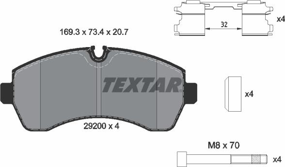 Textar 2920002 - Kit pastiglie freno, Freno a disco autozon.pro