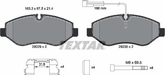 Textar 2922902 - Kit pastiglie freno, Freno a disco autozon.pro