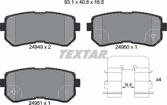 Textar 2494901 - Kit pastiglie freno, Freno a disco autozon.pro