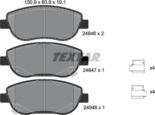 Textar 2494601 - Kit pastiglie freno, Freno a disco autozon.pro