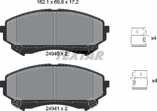 Textar 2494001 - Kit pastiglie freno, Freno a disco autozon.pro