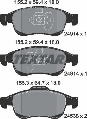 Textar 2491401 - Kit pastiglie freno, Freno a disco autozon.pro