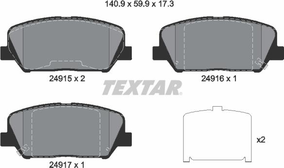 Textar 2491501 - Kit pastiglie freno, Freno a disco autozon.pro