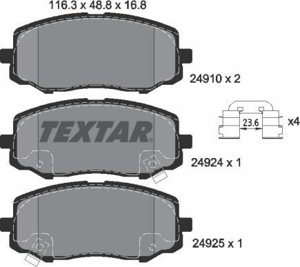 Textar 2491001 - Kit pastiglie freno, Freno a disco autozon.pro