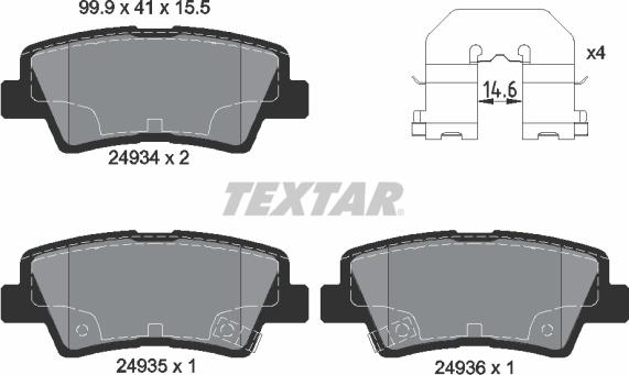 Textar 2493401 - Kit pastiglie freno, Freno a disco autozon.pro