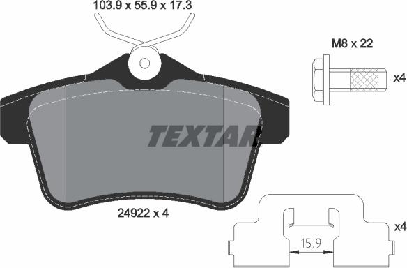 Textar 2492201 - Kit pastiglie freno, Freno a disco autozon.pro