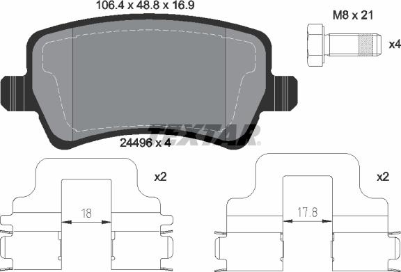 Textar 2449602 - Kit pastiglie freno, Freno a disco autozon.pro