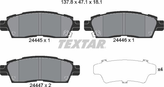 Textar 2444501 - Kit pastiglie freno, Freno a disco autozon.pro