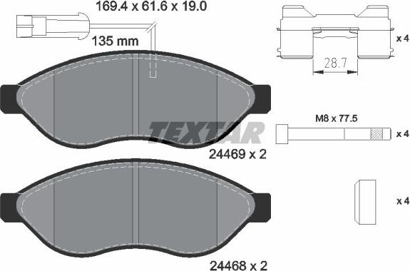 Textar 2446901 - Kit pastiglie freno, Freno a disco autozon.pro