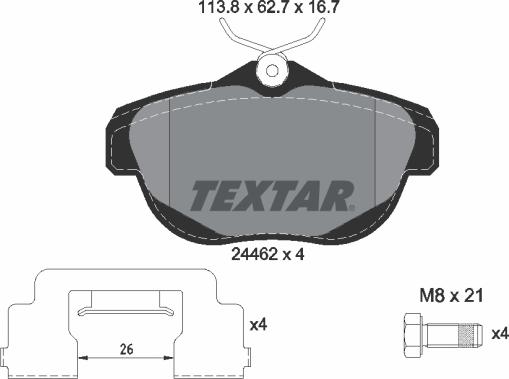 Textar 2446201 - Kit pastiglie freno, Freno a disco autozon.pro