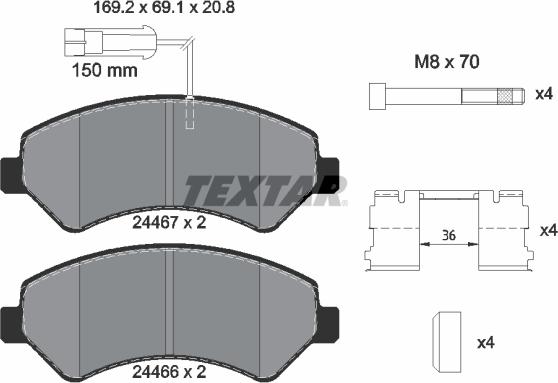 Textar 2446705 - Kit pastiglie freno, Freno a disco autozon.pro