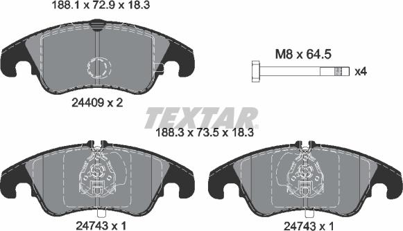 Textar 2440901 - Kit pastiglie freno, Freno a disco autozon.pro