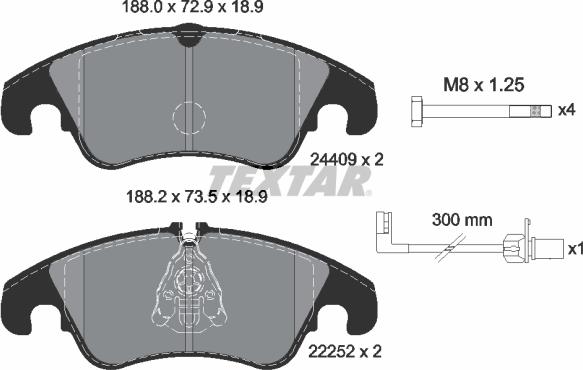 Textar 2440903 - Kit pastiglie freno, Freno a disco autozon.pro