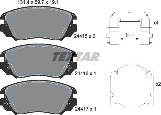 Textar 2441501 - Kit pastiglie freno, Freno a disco autozon.pro