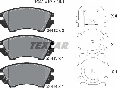 Textar 2441201 - Kit pastiglie freno, Freno a disco autozon.pro