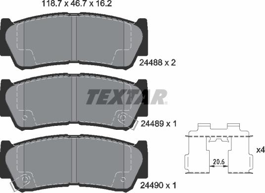 Textar 24 48 801 - Kit pastiglie freno, Freno a disco autozon.pro