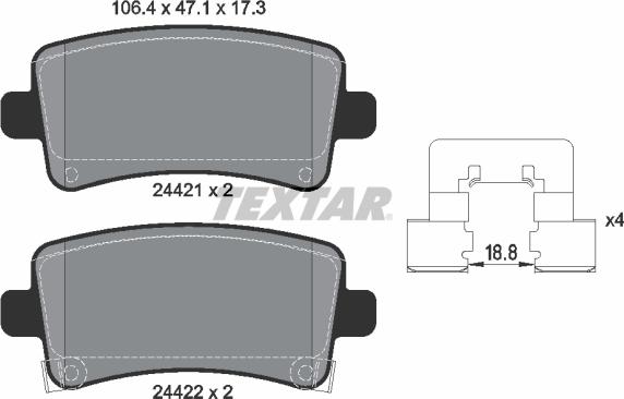 Textar 2442101 - Kit pastiglie freno, Freno a disco autozon.pro