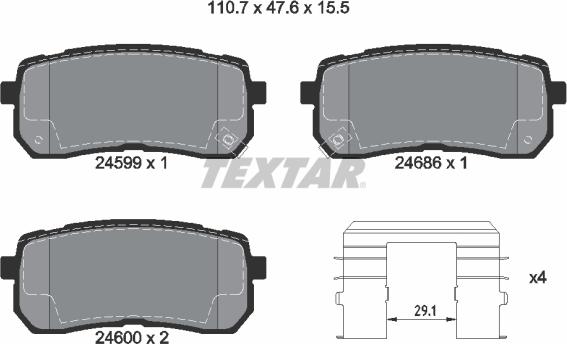 Textar 2459901 - Kit pastiglie freno, Freno a disco autozon.pro