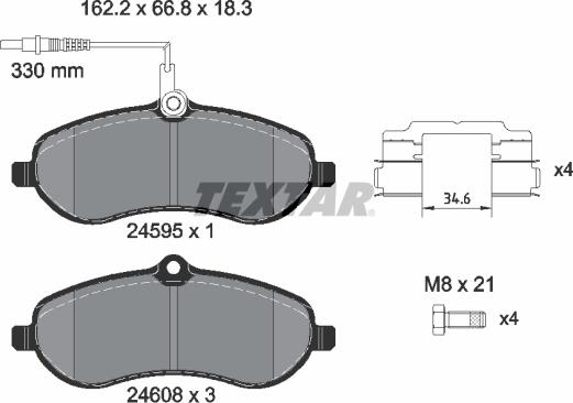 Textar 2459501 - Kit pastiglie freno, Freno a disco autozon.pro