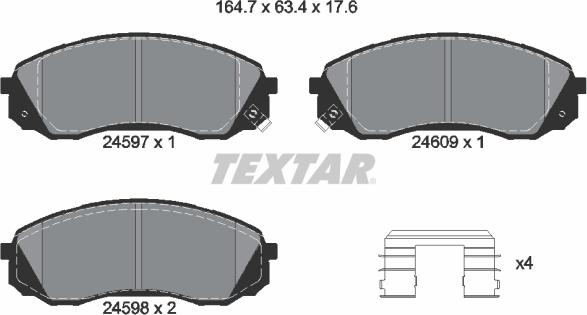 Textar 2459701 - Kit pastiglie freno, Freno a disco autozon.pro