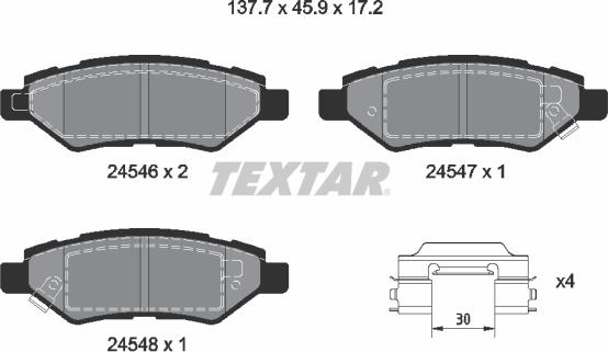 Textar 2454601 - Kit pastiglie freno, Freno a disco autozon.pro