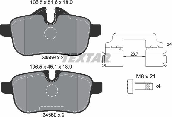 Textar 2455901 - Kit pastiglie freno, Freno a disco autozon.pro