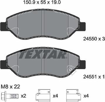 Textar 2455001 - Kit pastiglie freno, Freno a disco autozon.pro