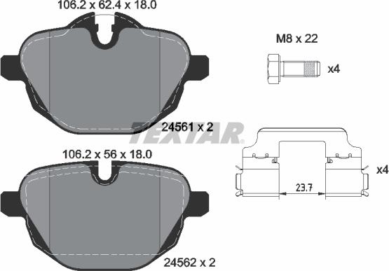 Textar 2456181 - Kit pastiglie freno, Freno a disco autozon.pro