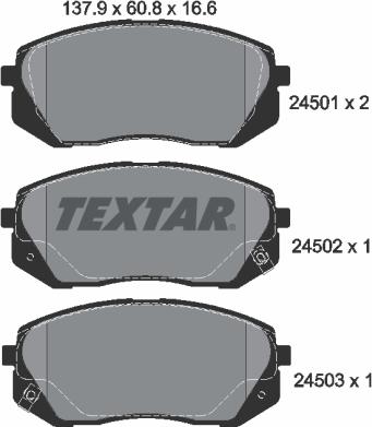 Textar 2450101 - Kit pastiglie freno, Freno a disco autozon.pro