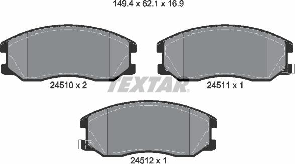 Textar 2451001 - Kit pastiglie freno, Freno a disco autozon.pro