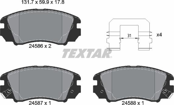 Textar 2458601 - Kit pastiglie freno, Freno a disco autozon.pro