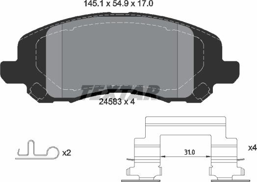 Textar 2458301 - Kit pastiglie freno, Freno a disco autozon.pro