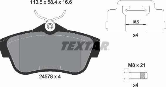 Textar 2457801 - Kit pastiglie freno, Freno a disco autozon.pro