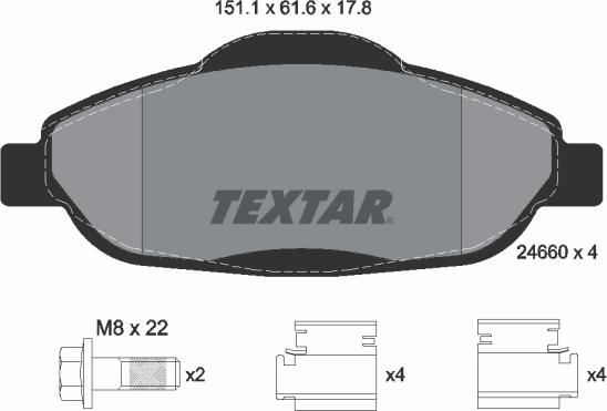 Textar 2466001 - Kit pastiglie freno, Freno a disco autozon.pro