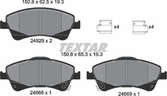 Textar 2466801 - Kit pastiglie freno, Freno a disco autozon.pro