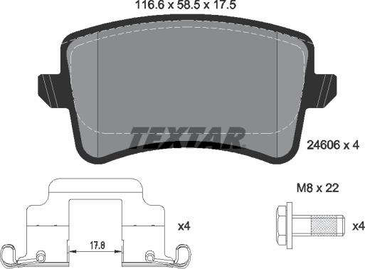 Textar 2460682 - Kit pastiglie freno, Freno a disco autozon.pro